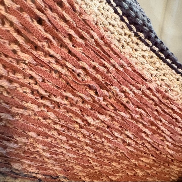 American‎ Eagle Distressed Brown Navy Blue White Striped Cardigan (Women's M) - Picture 6 of 10